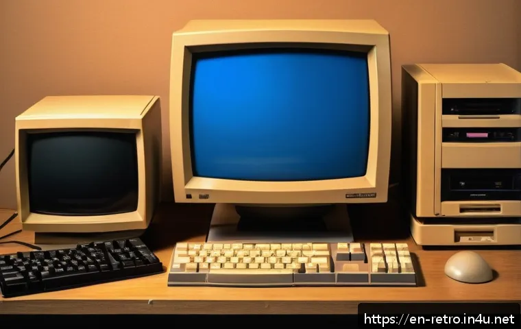 초기 PC 그래픽카드와 게임 호환성 - A detailed, retro-style computer setup from the mid-1990s showcasing an early 3D graphics card insta...